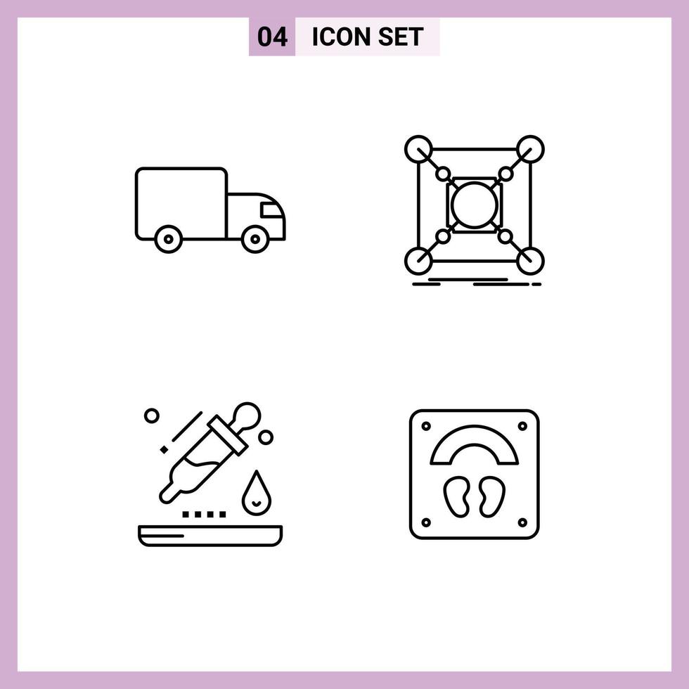 Group of 4 Filledline Flat Colors Signs and Symbols for delivery drop truck connection pipette Editable Vector Design Elements