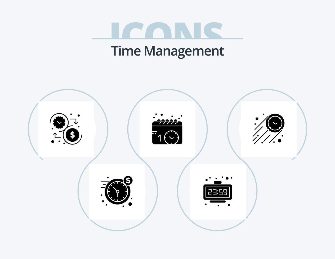 Time Management Glyph Icon Pack 5 Icon Design. watch. events. watch. calendar. time vector