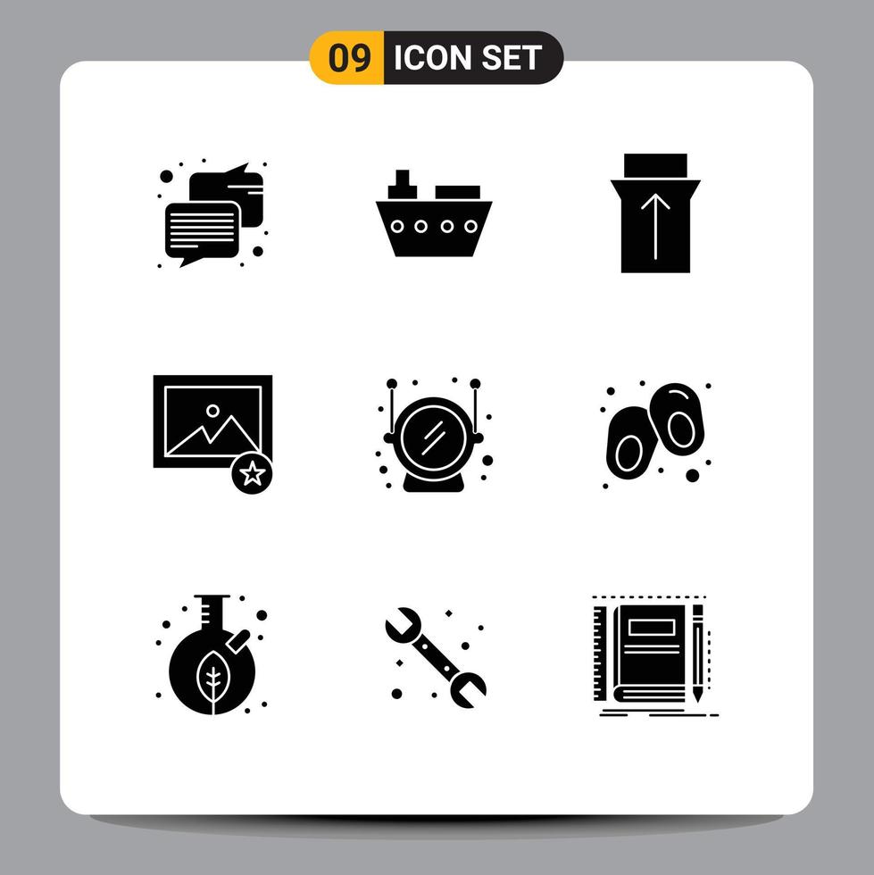 9 Universal Solid Glyphs Set for Web and Mobile Applications line safety slide space photo Editable Vector Design Elements