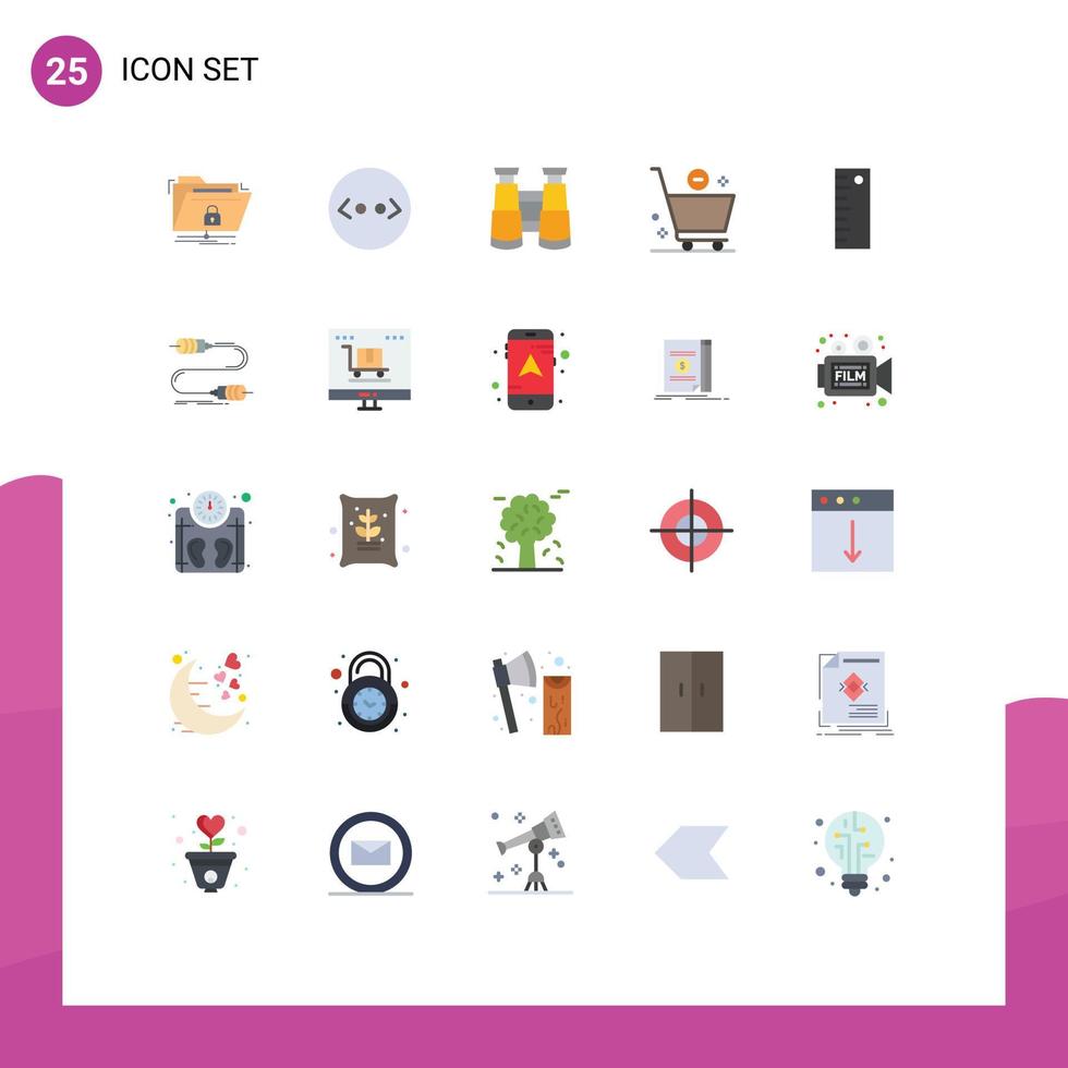 25 Thematic Vector Flat Colors and Editable Symbols of ruler design binoculars minus commerce Editable Vector Design Elements