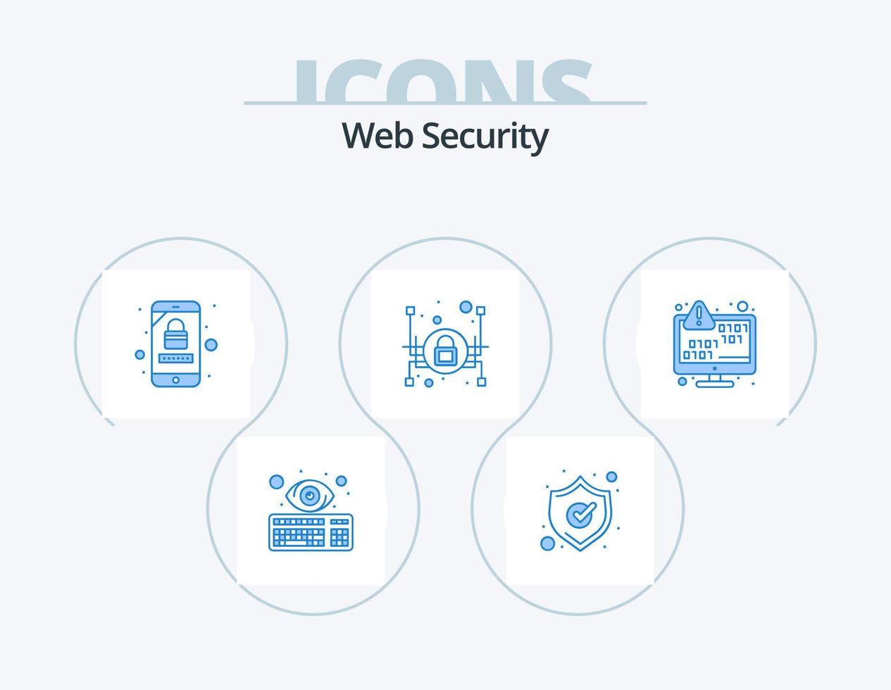 Web Security Blue Icon Pack 5 Icon Design. encoding. binary. account security. security. lock vector
