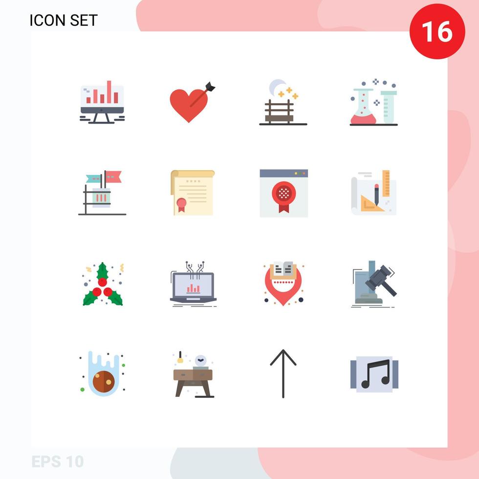 Modern Set of 16 Flat Colors and symbols such as business night seat graph heart chemical Editable Pack of Creative Vector Design Elements