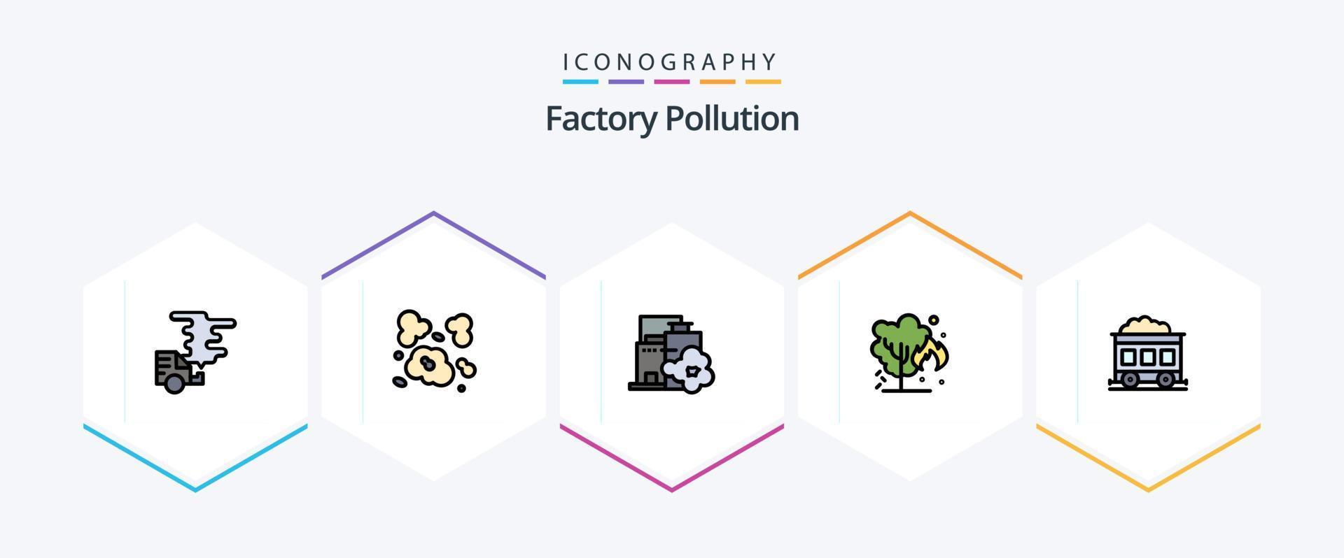 Factory Pollution 25 FilledLine icon pack including pollution. green. pollution. environment. pollution vector