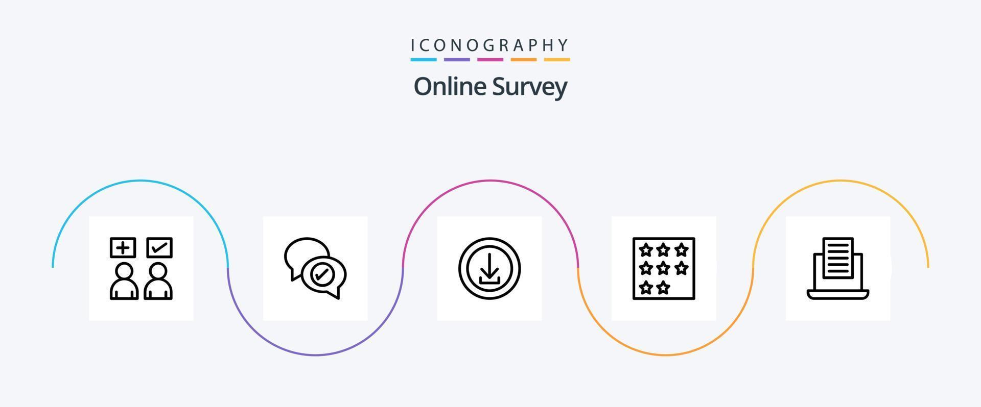 paquete de iconos de la línea 5 de encuestas en línea que incluye . Tienda . negocio . descargar . aplicaciones vector