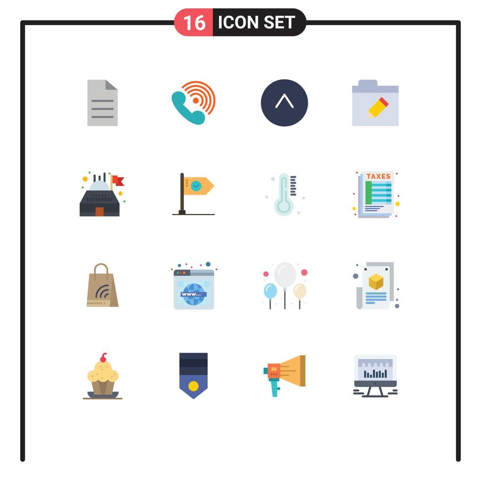 16 iconos creativos, signos y símbolos modernos del receptor de interfaz de flecha de archivo, paquete editable de elementos de diseño de vectores creativos