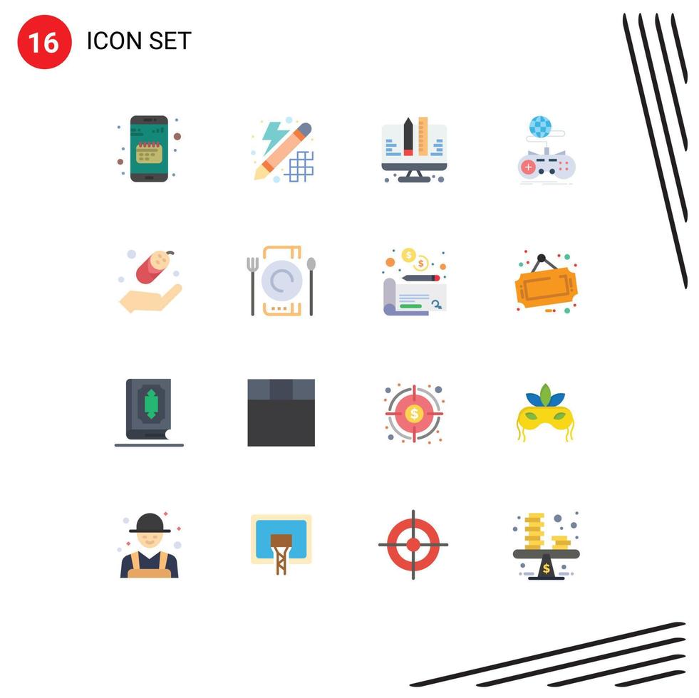 Pictogram Set of 16 Simple Flat Colors of agenda coding date design planning Editable Pack of Creative Vector Design Elements