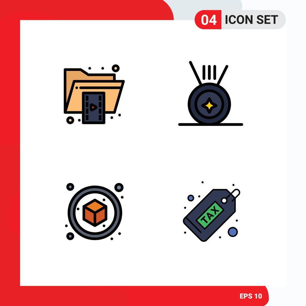 Set of 4 Modern UI Icons Symbols Signs for document object format sport dollar Editable Vector Design Elements