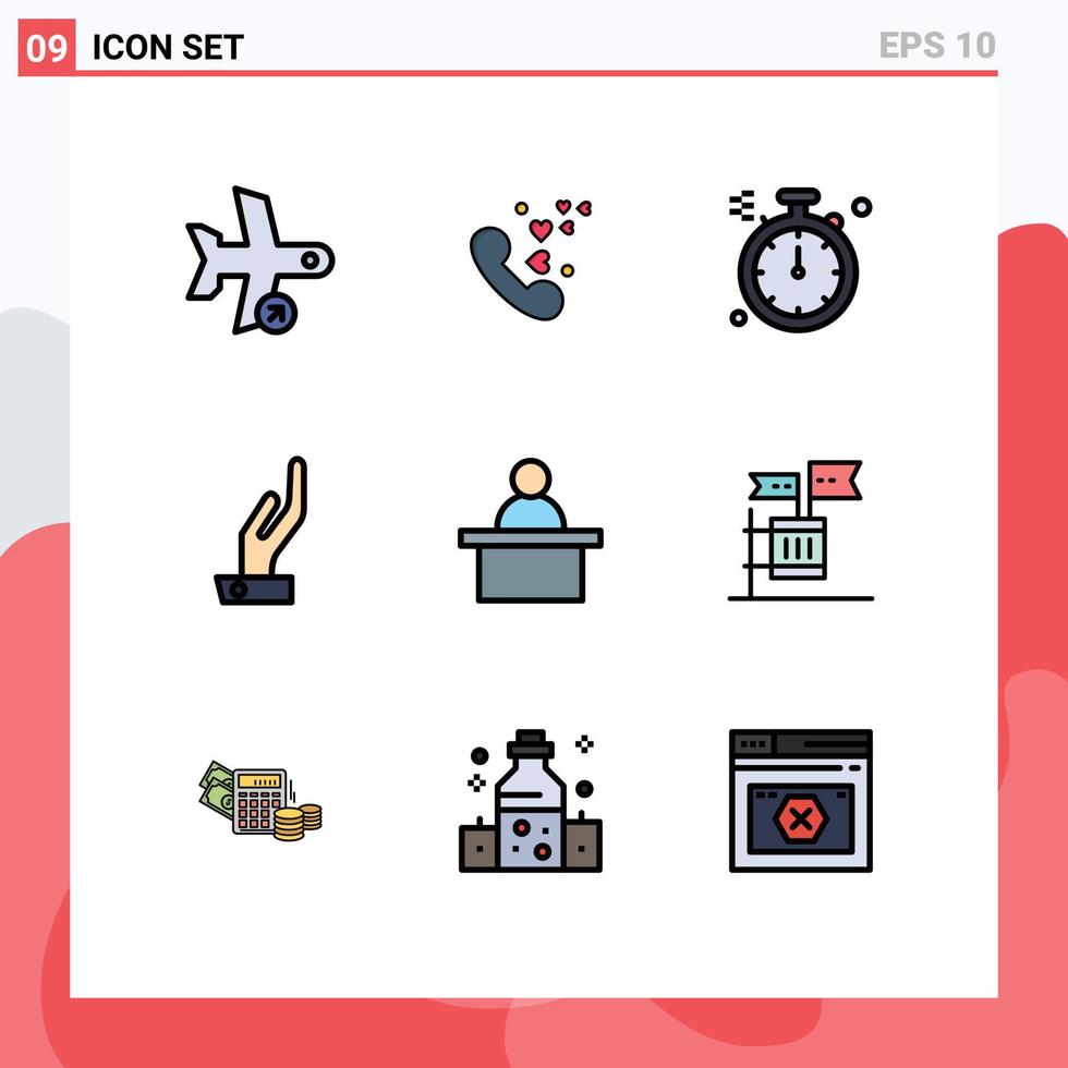 Set of 9 Modern UI Icons Symbols Signs for teacher podium wedding share alms Editable Vector Design Elements