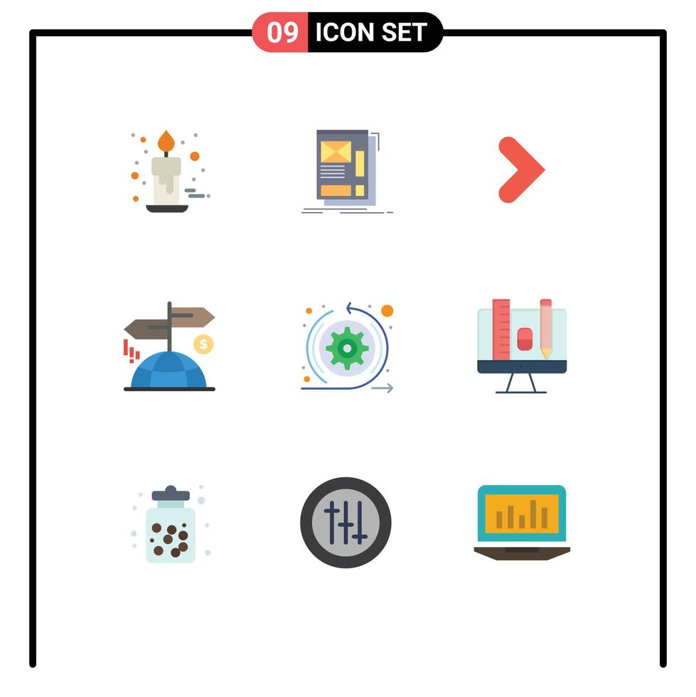 9 Universal Flat Colors Set for Web and Mobile Applications marketing direction layout advertising forward Editable Vector Design Elements