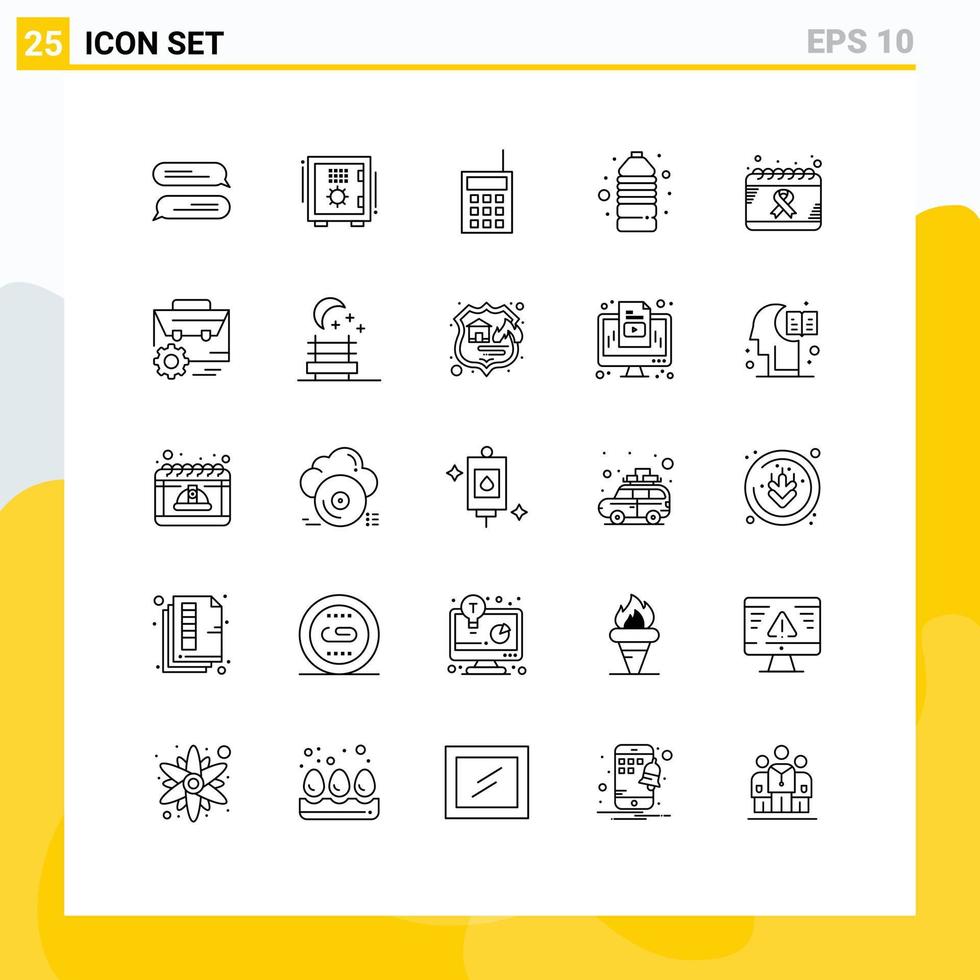 Stock Vector Icon Pack of 25 Line Signs and Symbols for calendar match devices game walkie Editable Vector Design Elements