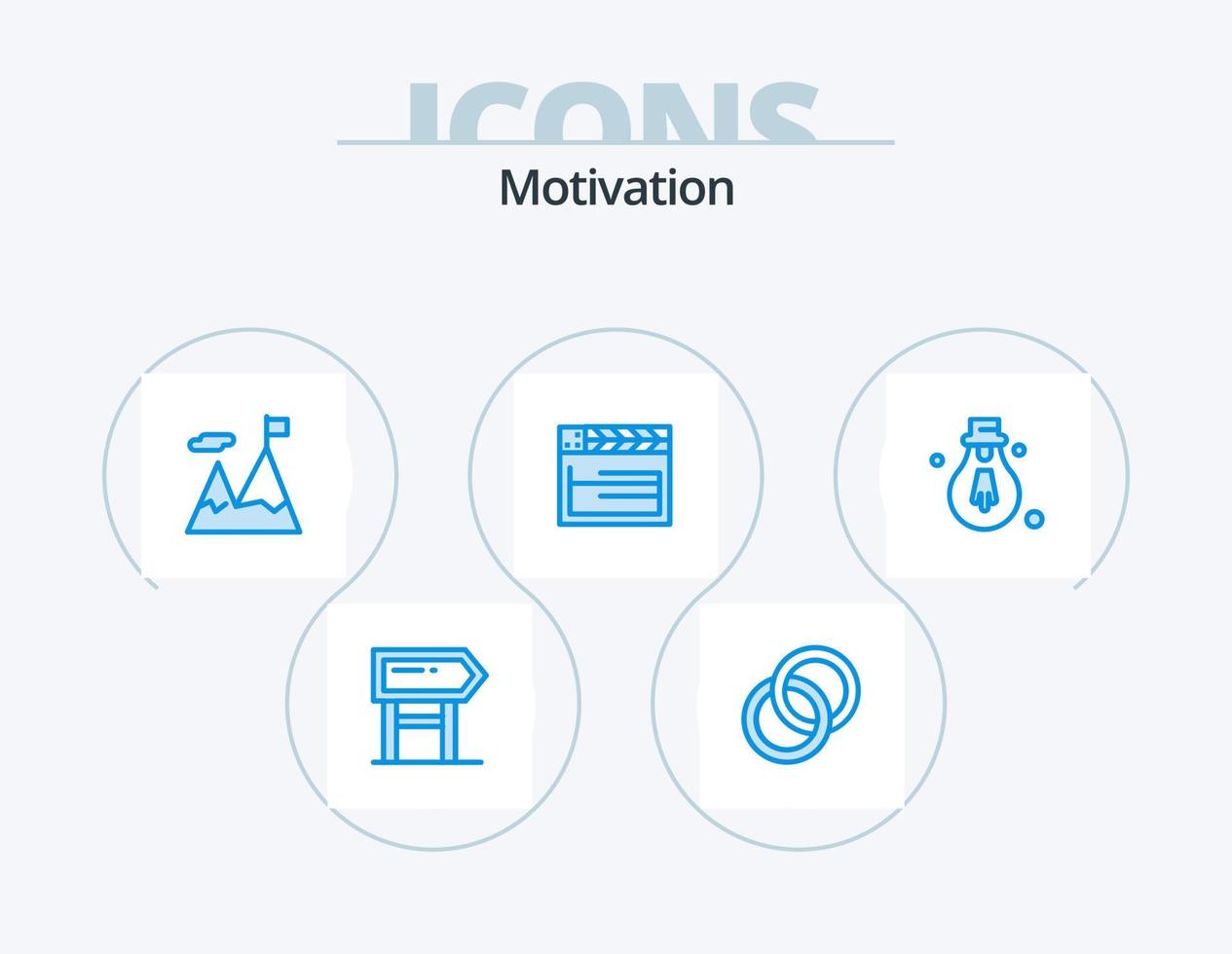 paquete de iconos azul de motivación 5 diseño de iconos. ligero. video. logrado. EE.UU. americano vector