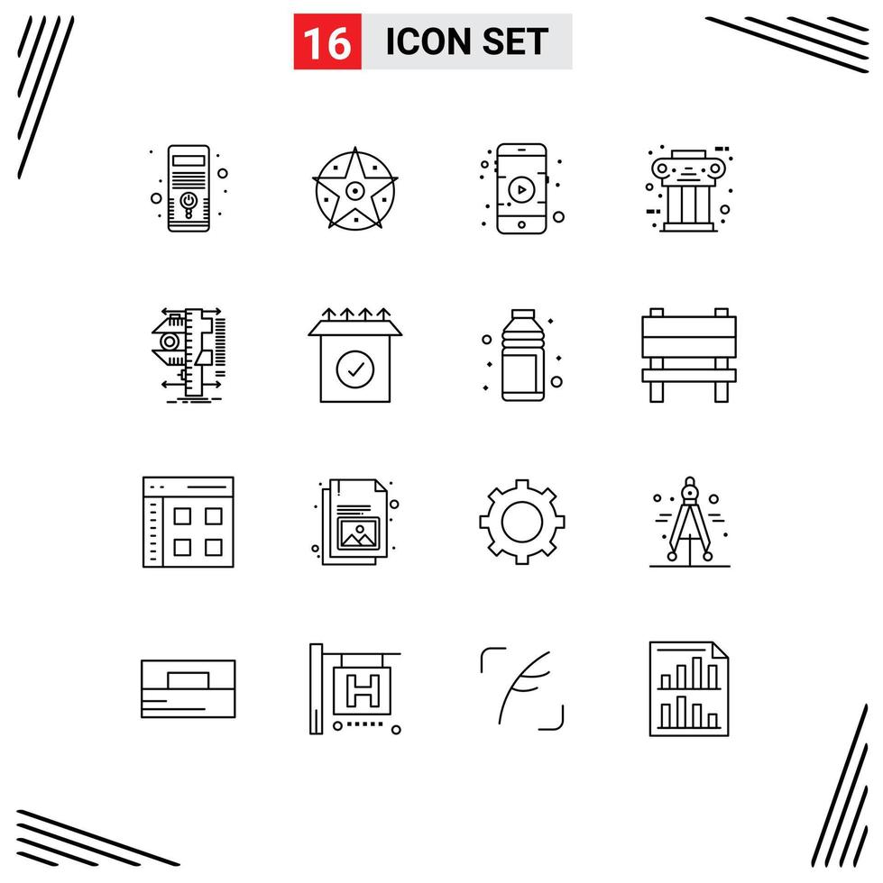 16 Outline concept for Websites Mobile and Apps caliper history mobile column pillar Editable Vector Design Elements