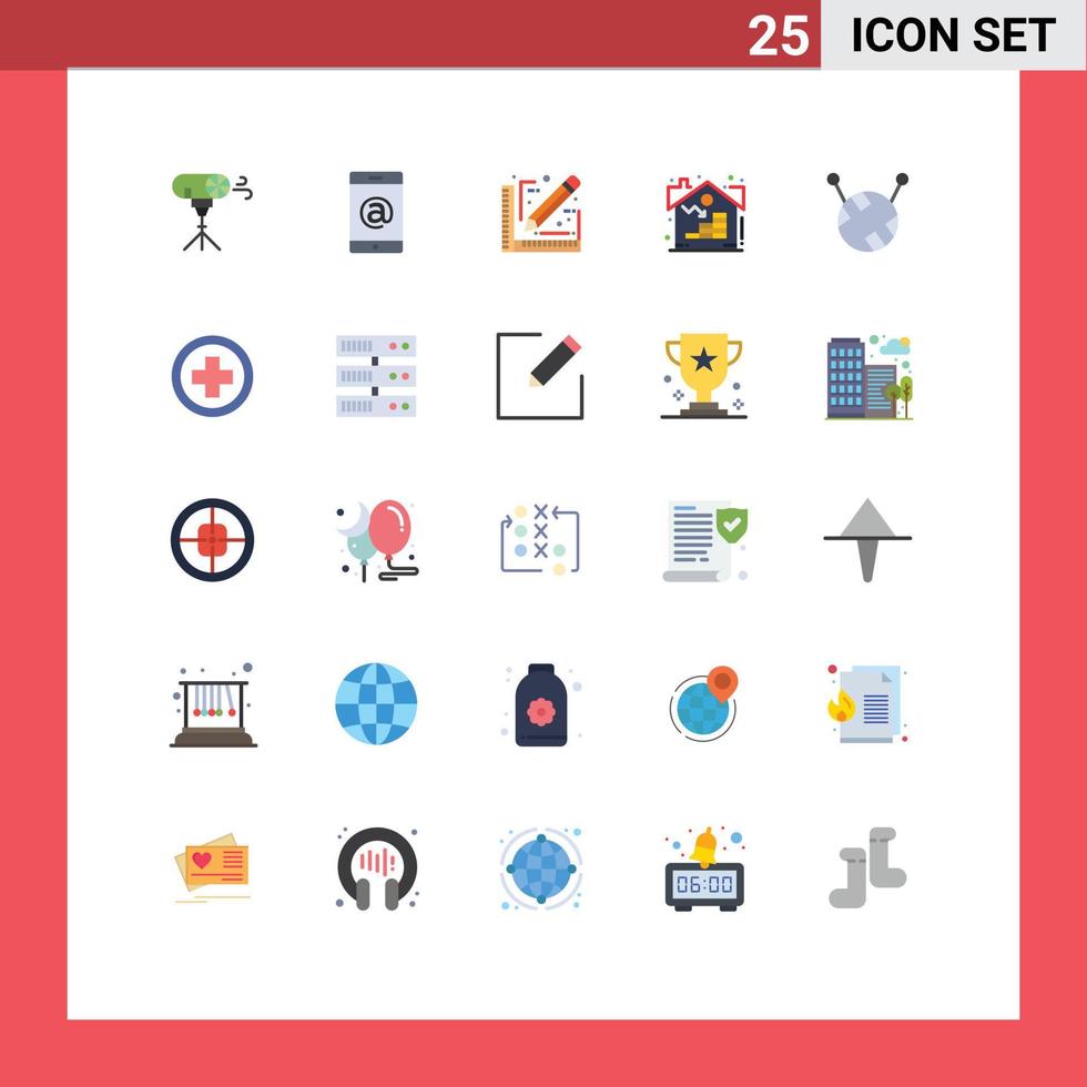 conjunto de 25 iconos de interfaz de usuario modernos signos de símbolos para elementos de diseño vectorial editables de propiedades de activos de diseño de bola médica de lana vector