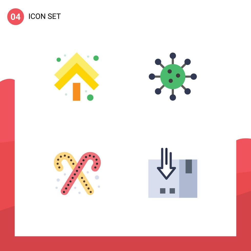 Set of 4 Commercial Flat Icons pack for arrow candy cane double cell food Editable Vector Design Elements