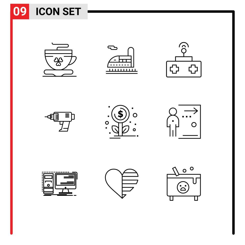 User Interface Pack of 9 Basic Outlines of growth electronics rc cordless power Editable Vector Design Elements
