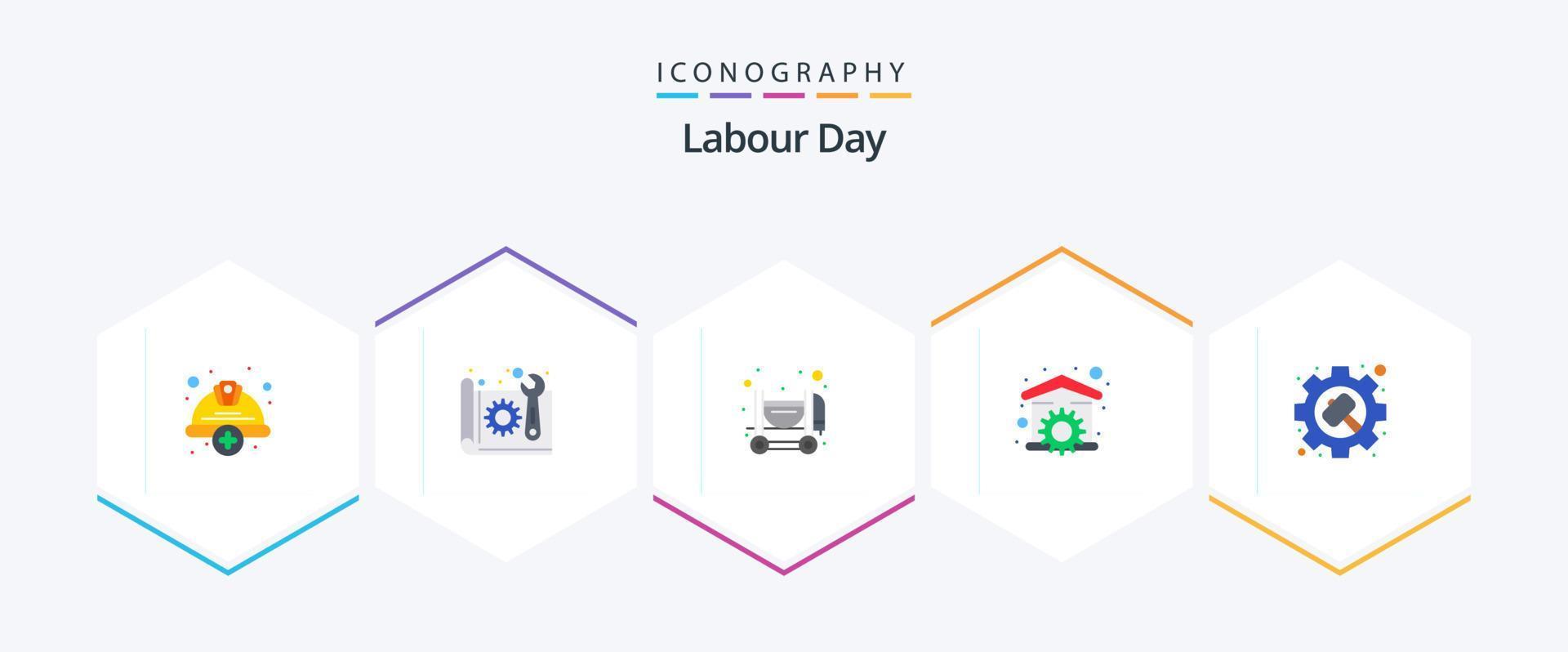Labour Day 25 Flat icon pack including wrench. repair. paper. household. mixer vector