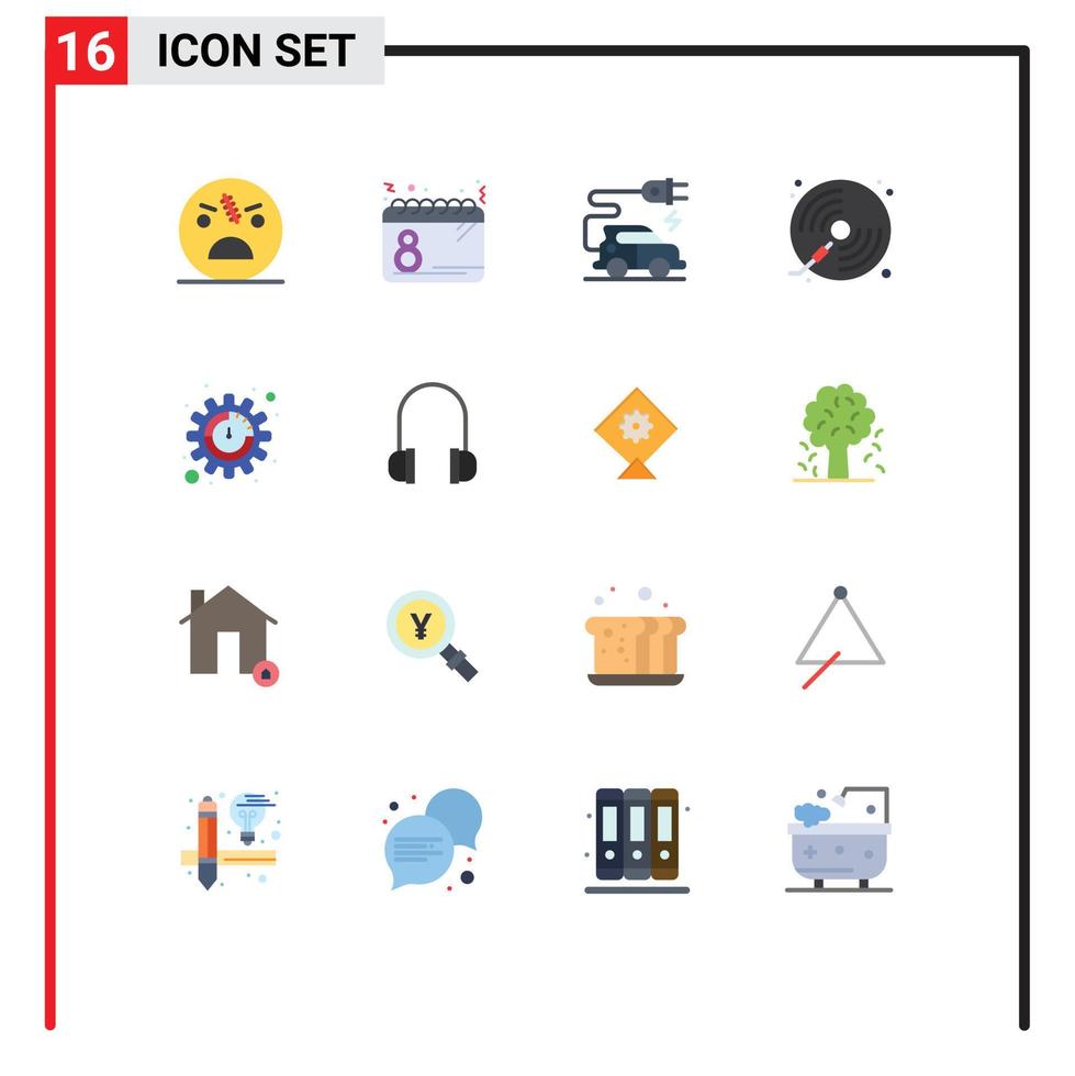 Group of 16 Modern Flat Colors Set for dead date spooky day electric car Editable Pack of Creative Vector Design Elements