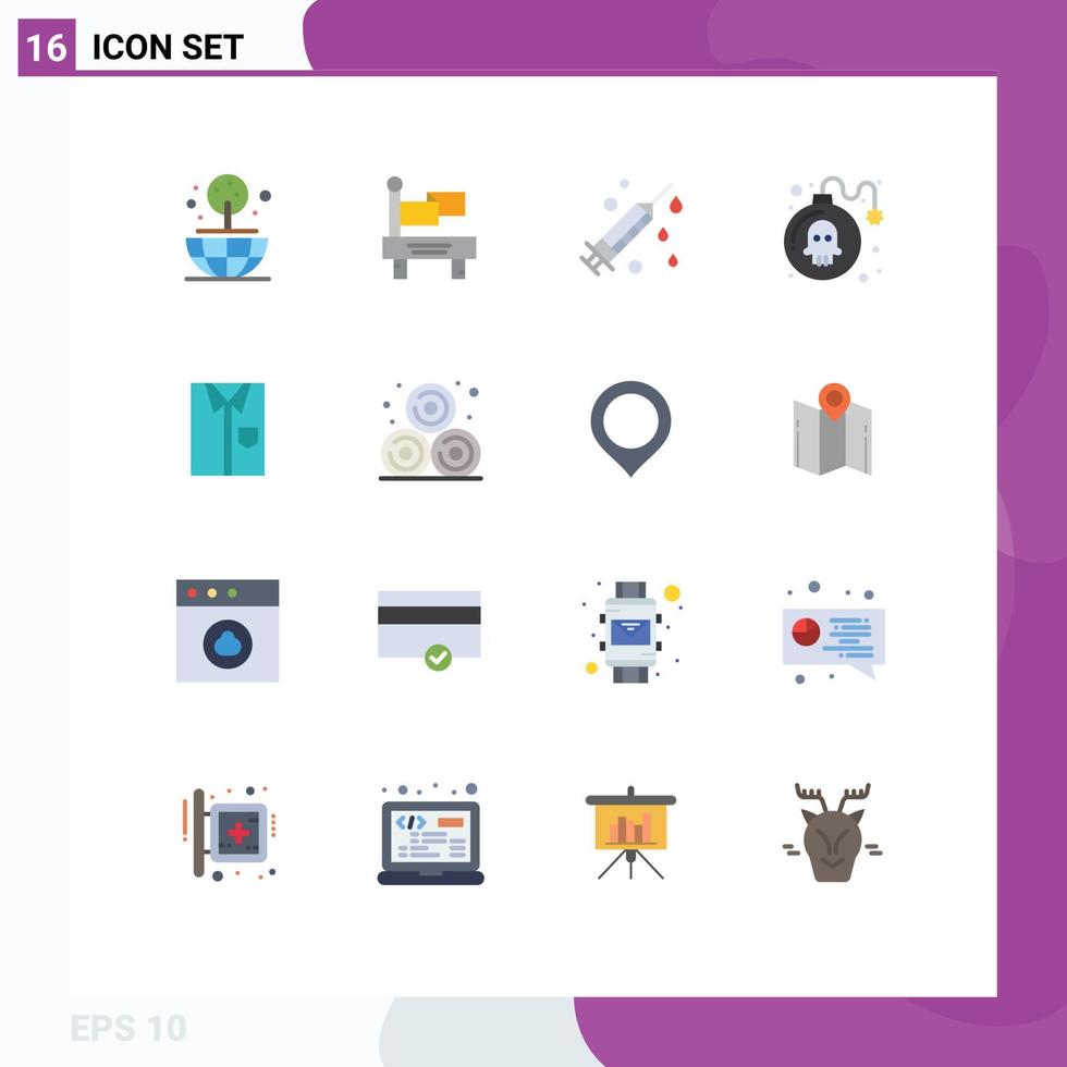 16 Creative Icons Modern Signs and Symbols of earth bomb flag health game Editable Pack of Creative Vector Design Elements
