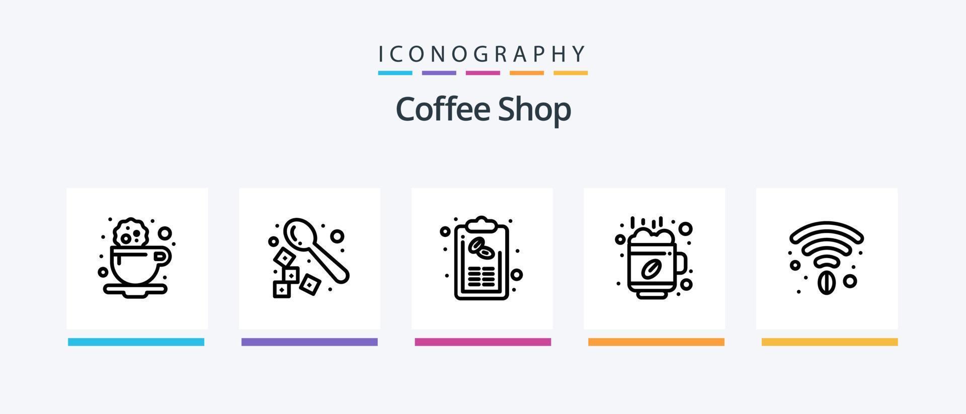 Coffee Shop Line 5 Icon Pack Including spoon. coffee. powder. barista. lamps. Creative Icons Design vector