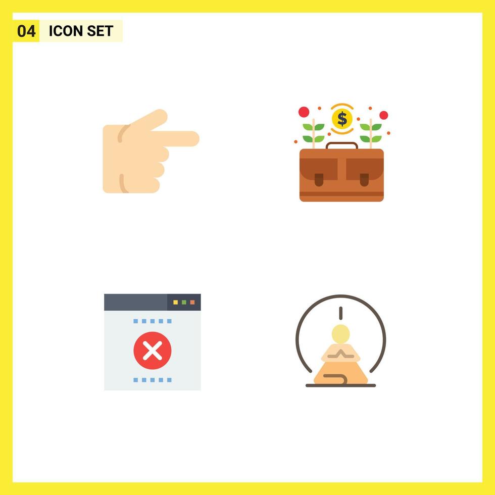 4 Universal Flat Icon Signs Symbols of finger seo bag money mental concentration Editable Vector Design Elements