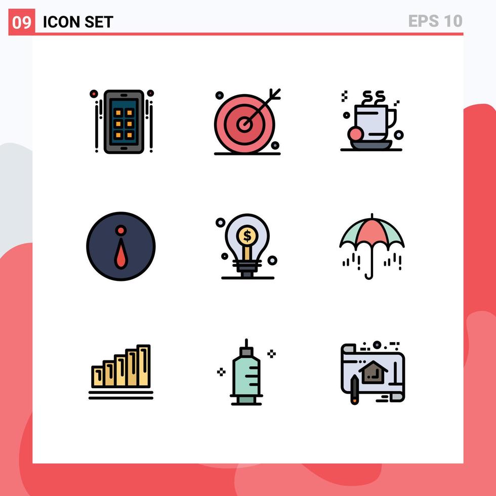 Universal Icon Symbols Group of 9 Modern Filledline Flat Colors of business information seo info business Editable Vector Design Elements