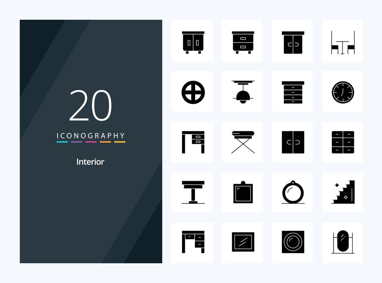 20 Interior Solid Glyph icon for presentation vector