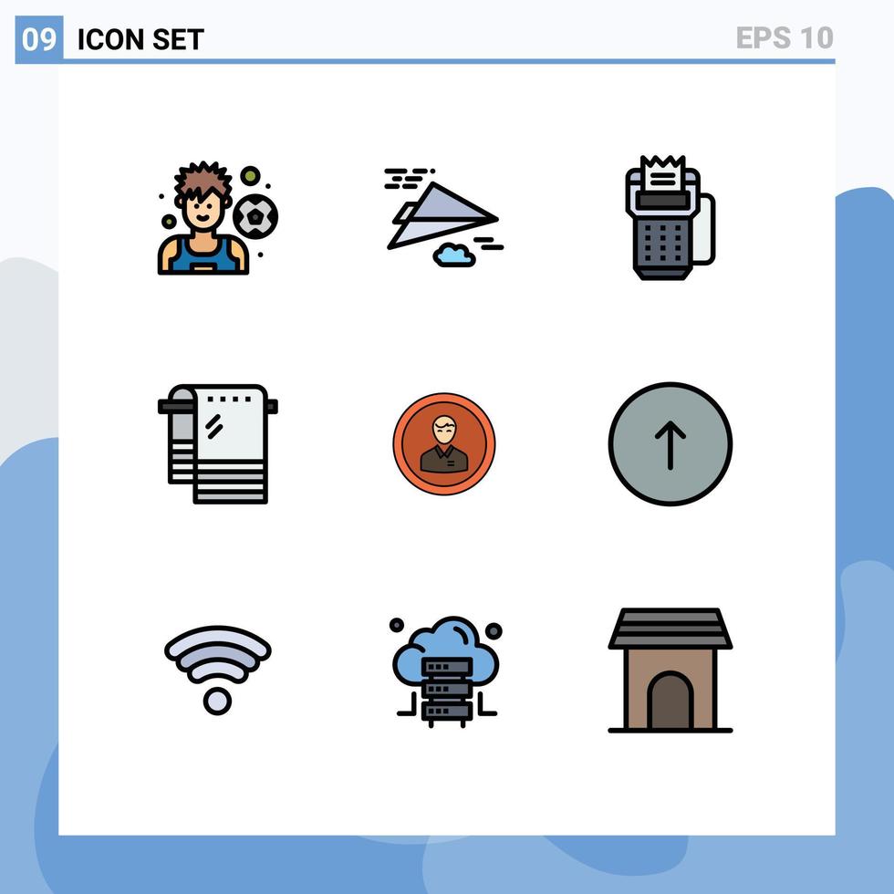 Stock Vector Icon Pack of 9 Line Signs and Symbols for business wiping cashless towel bath Editable Vector Design Elements