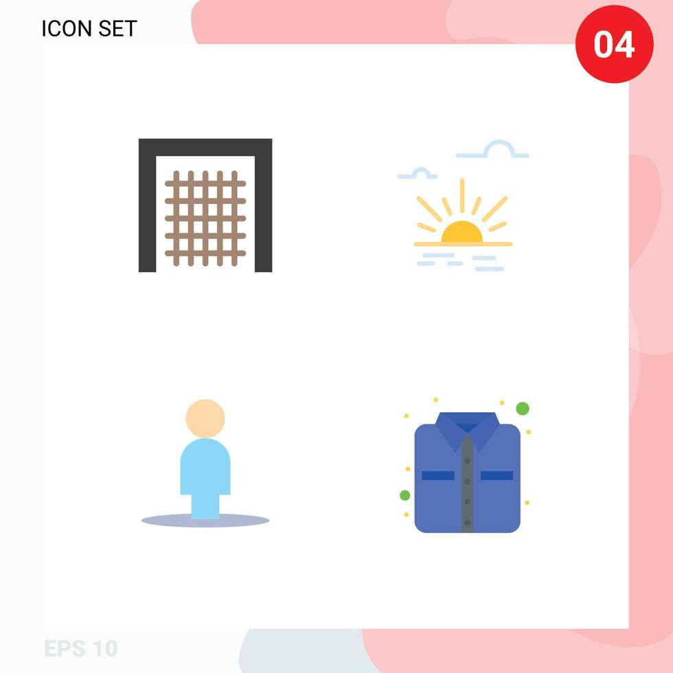 Modern Set of 4 Flat Icons Pictograph of gate people sport light office Editable Vector Design Elements