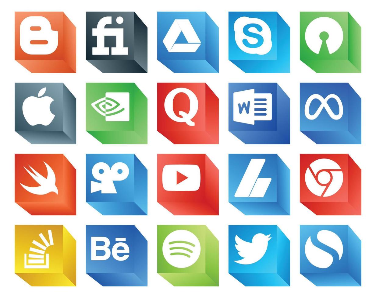 20 Social Media Icon Pack Including adsense youtube quora viddler facebook vector