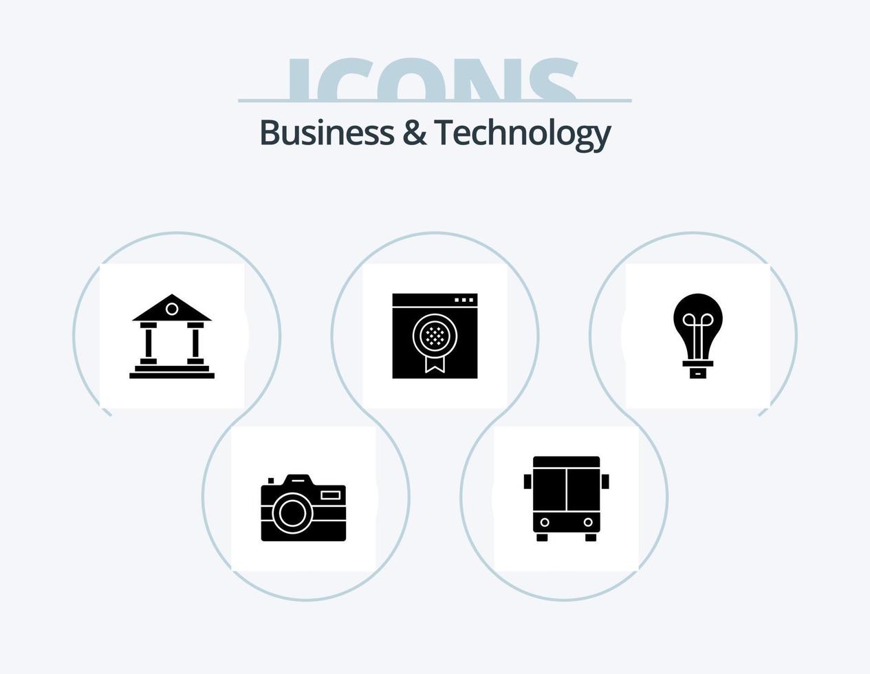 Business and Technology Glyph Icon Pack 5 Icon Design. creative. online. bank. medal. award vector