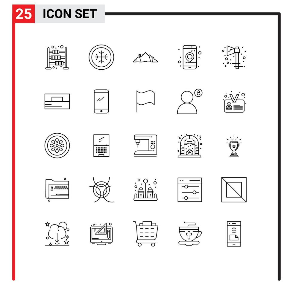 25 iconos creativos, signos y símbolos modernos de celebración, navegación, ubicación del paisaje, aplicación, elementos de diseño vectorial editables vector