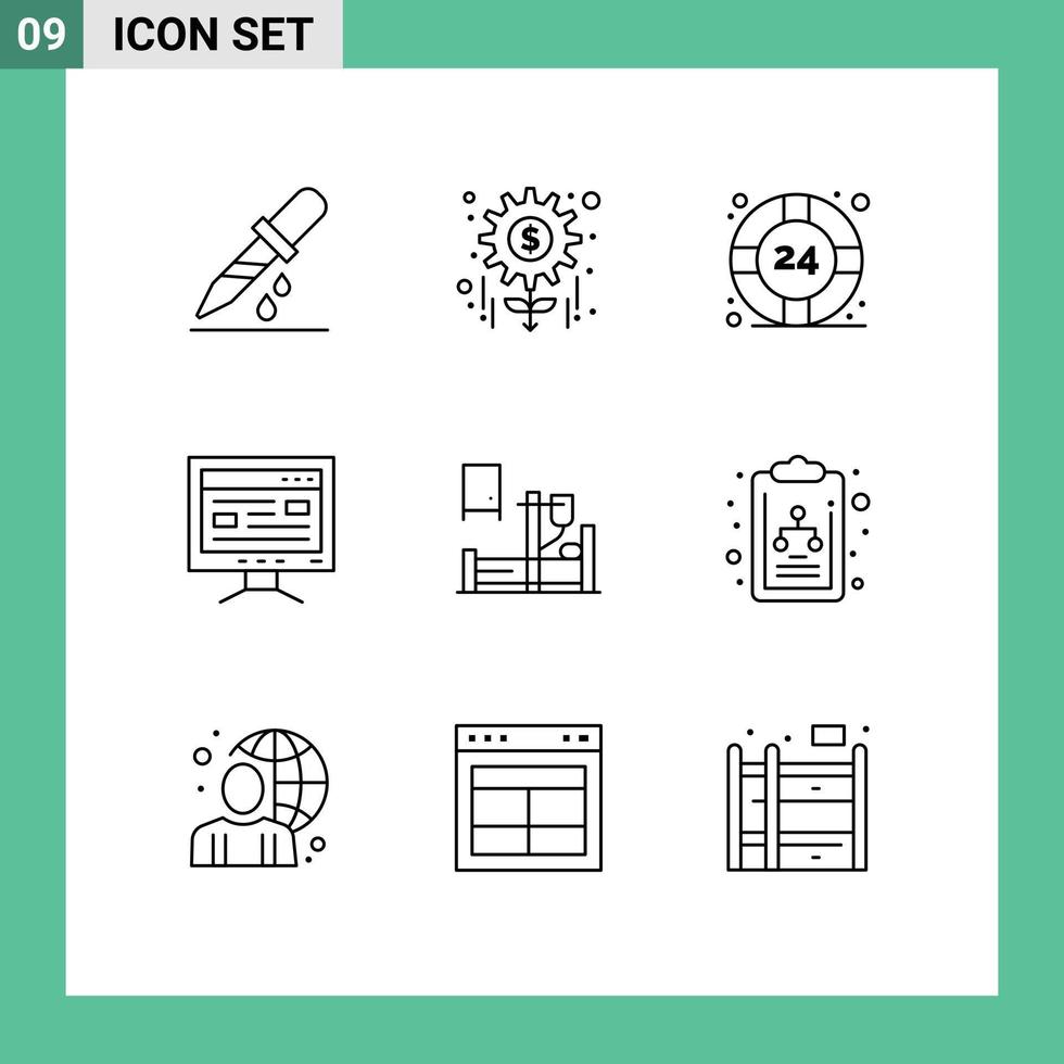 Modern Set of 9 Outlines and symbols such as drip education help study computer Editable Vector Design Elements