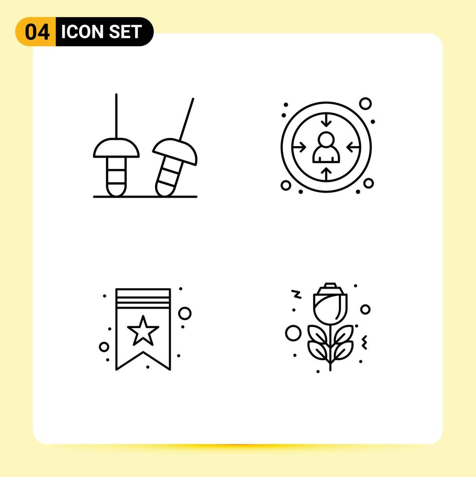 User Interface Pack of 4 Basic Filledline Flat Colors of fencing star centricity user flower Editable Vector Design Elements