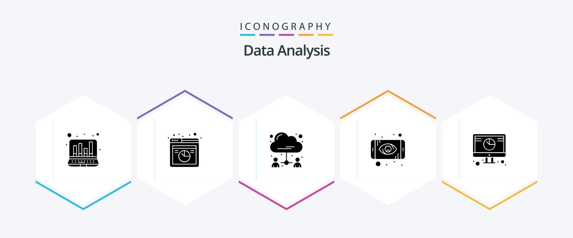 Data Analysis 25 Glyph icon pack including database. analysis. business. monitoring. business vector