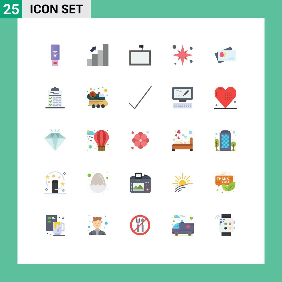 Universal Icon Symbols Group of 25 Modern Flat Colors of passport beach stats sea holiday Editable Vector Design Elements