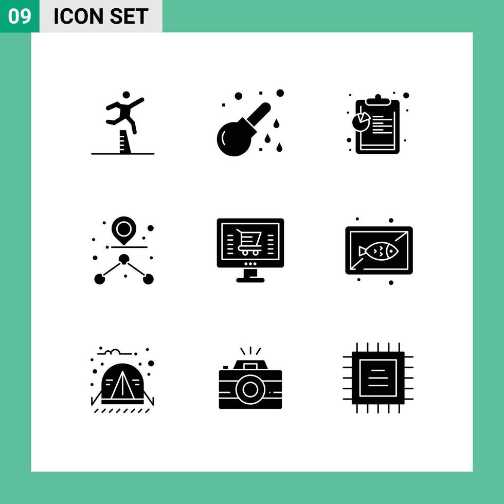 9 Creative Icons Modern Signs and Symbols of computer route hospital path data Editable Vector Design Elements