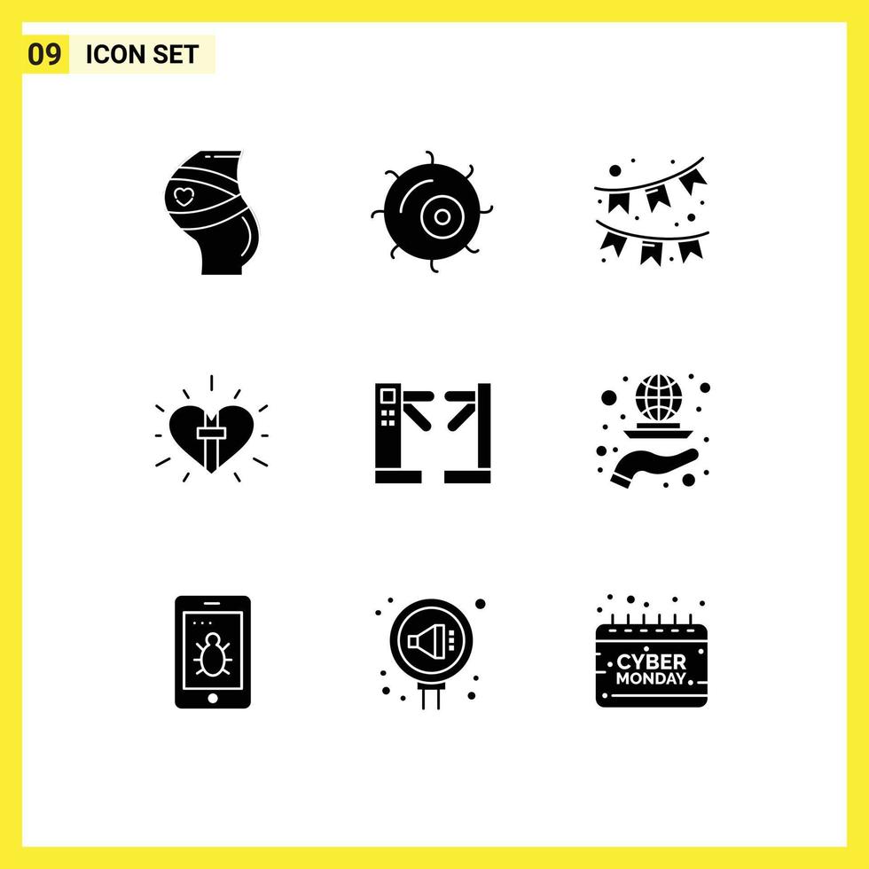 9 Universal Solid Glyphs Set for Web and Mobile Applications control easter celebration christian heart Editable Vector Design Elements