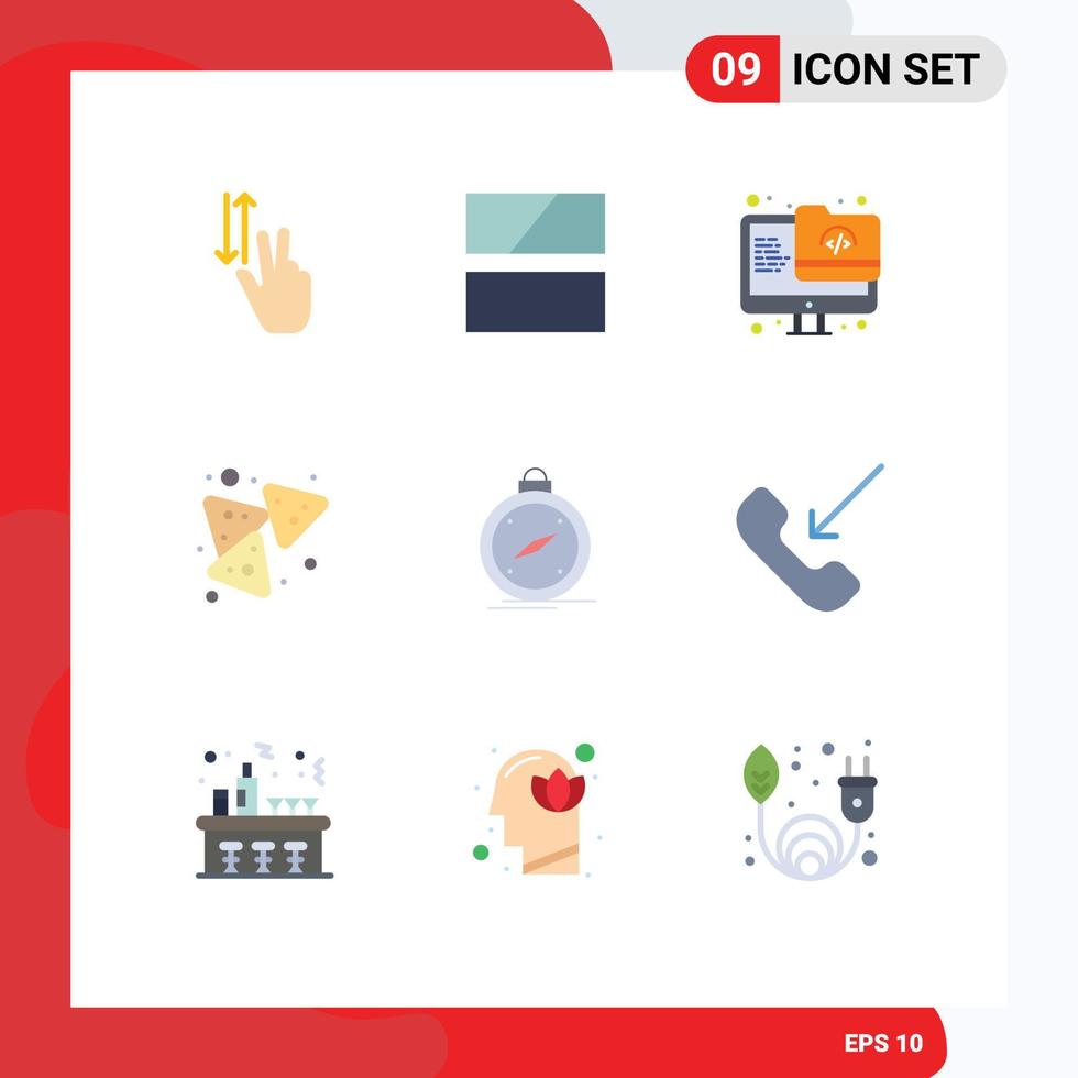 9 Creative Icons Modern Signs and Symbols of compass nachos layout food screen Editable Vector Design Elements