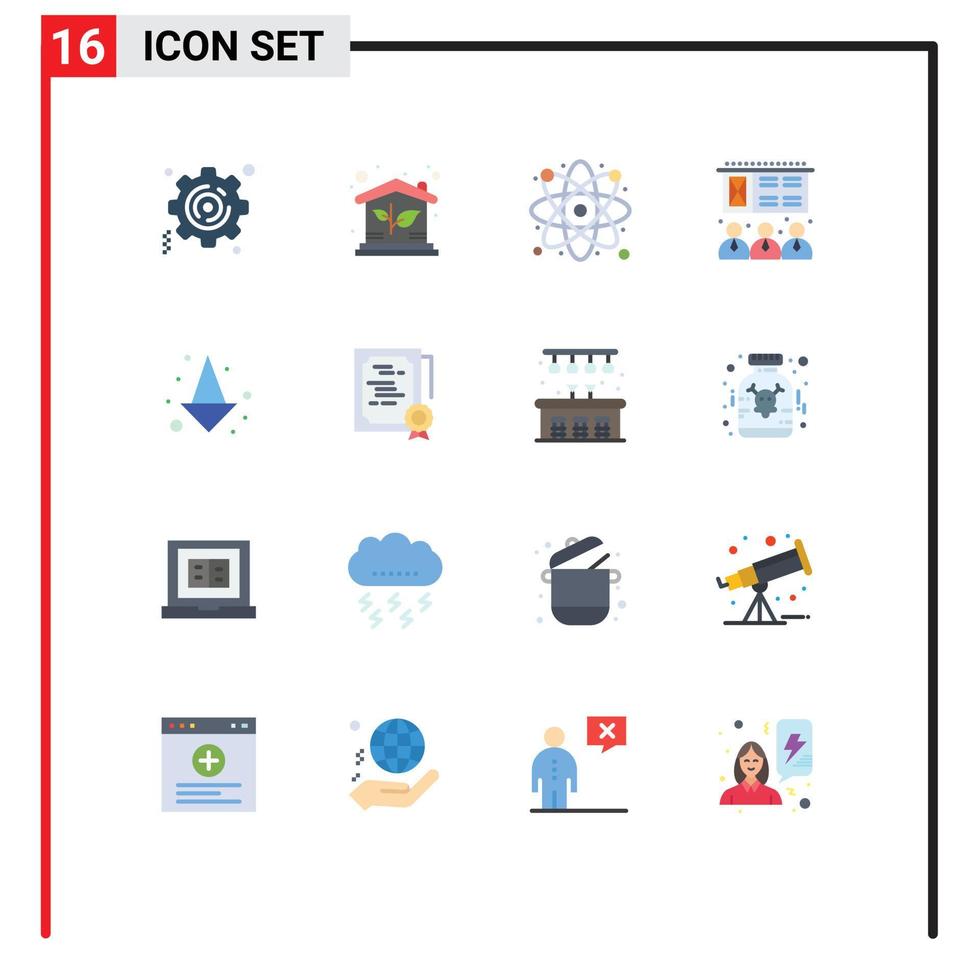 conjunto de 16 iconos de interfaz de usuario modernos signos de símbolos para laboratorio de negocios conferencia de propiedad ecológica paquete editable de elementos de diseño de vectores creativos