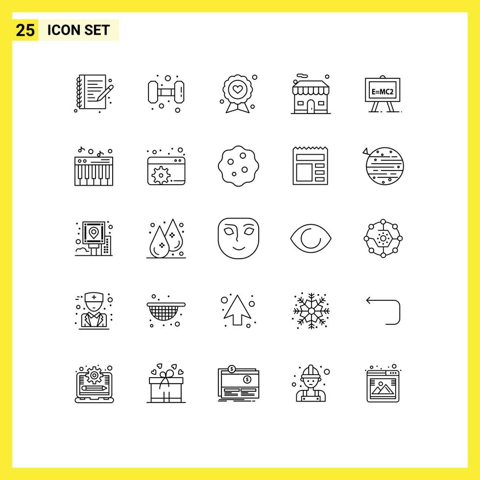 Stock Vector Icon Pack of 25 Line Signs and Symbols for chemistry real badge shop label Editable Vector Design Elements