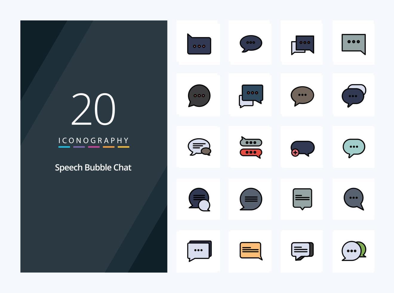 20 Chat line Filled icon for presentation vector