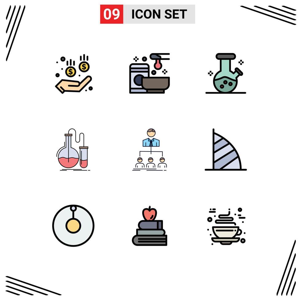 Set of 9 Modern UI Icons Symbols Signs for teamwork test demo flask research chemistry Editable Vector Design Elements