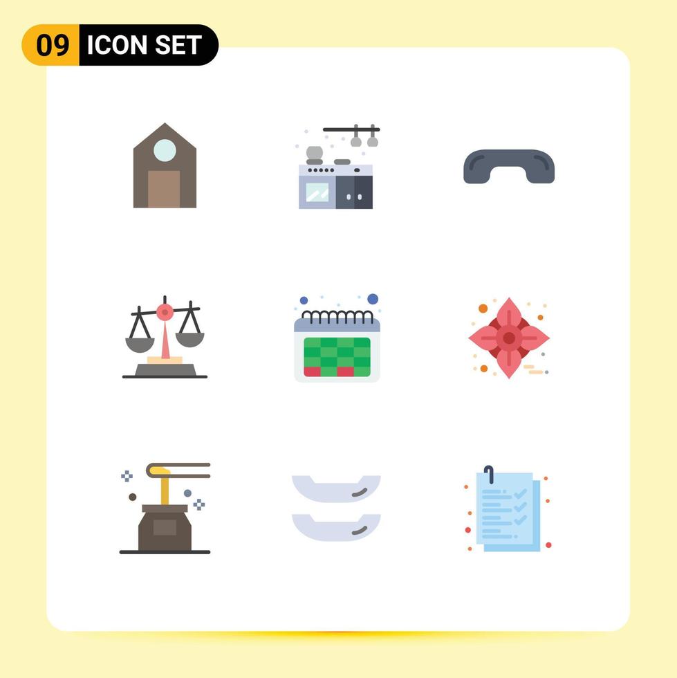Universal Icon Symbols Group of 9 Modern Flat Colors of date baluance hang law gdpr Editable Vector Design Elements