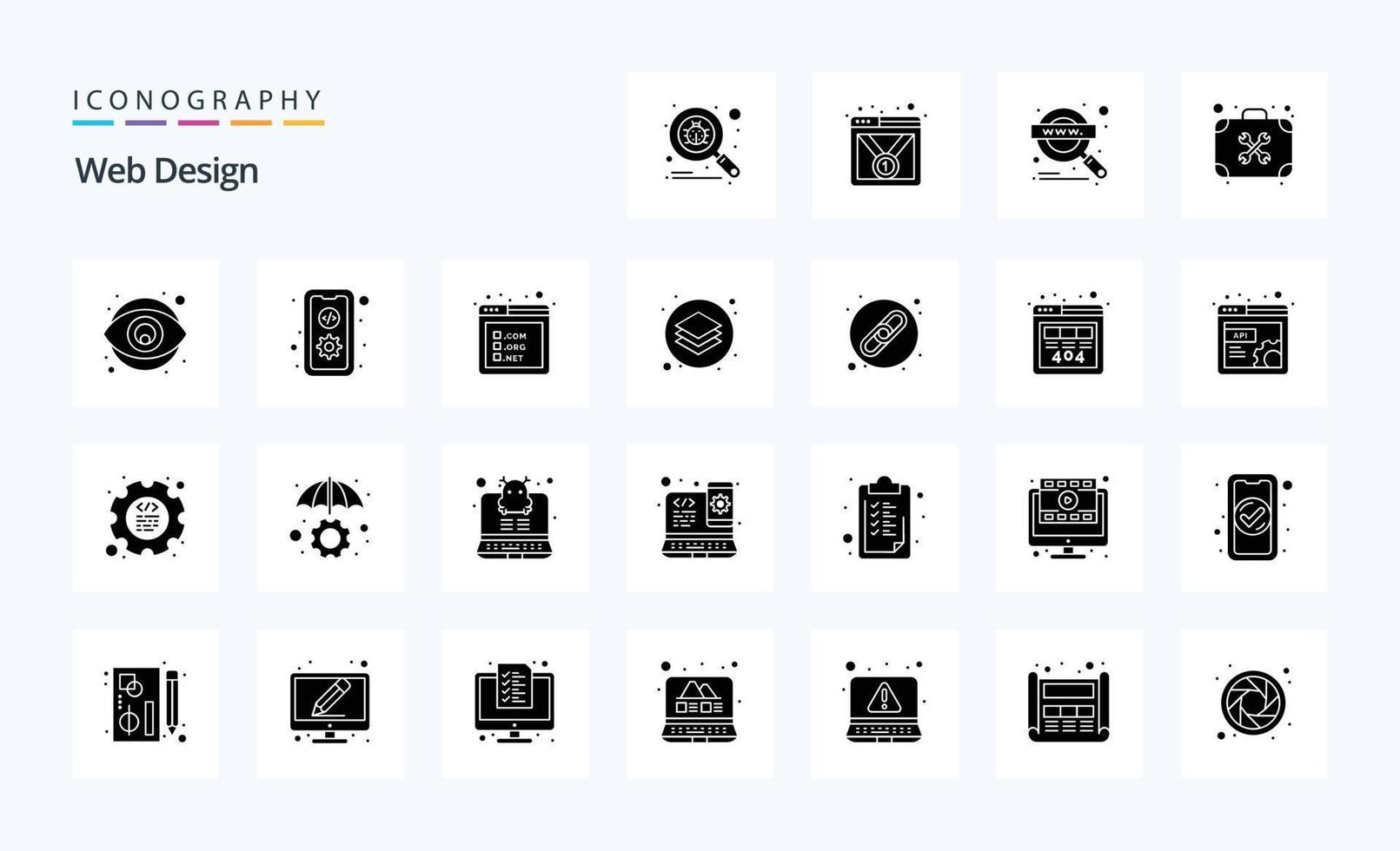 25 Web Design Solid Glyph icon pack vector