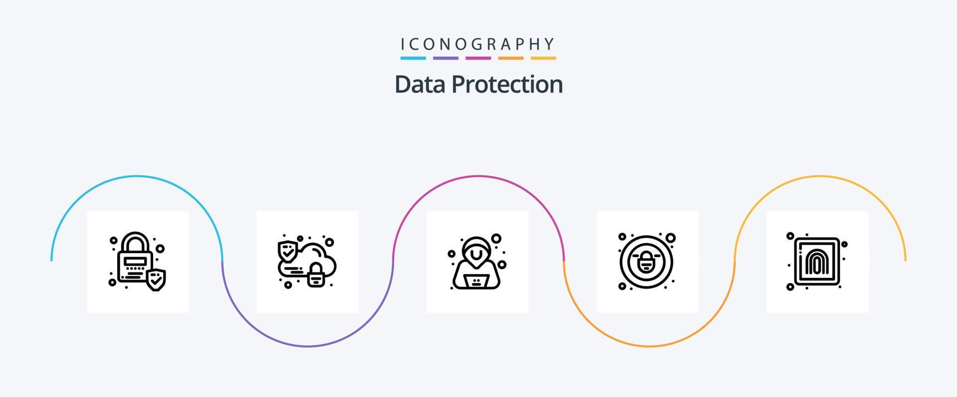Data Protection Line 5 Icon Pack Including . security. security. print. crime vector