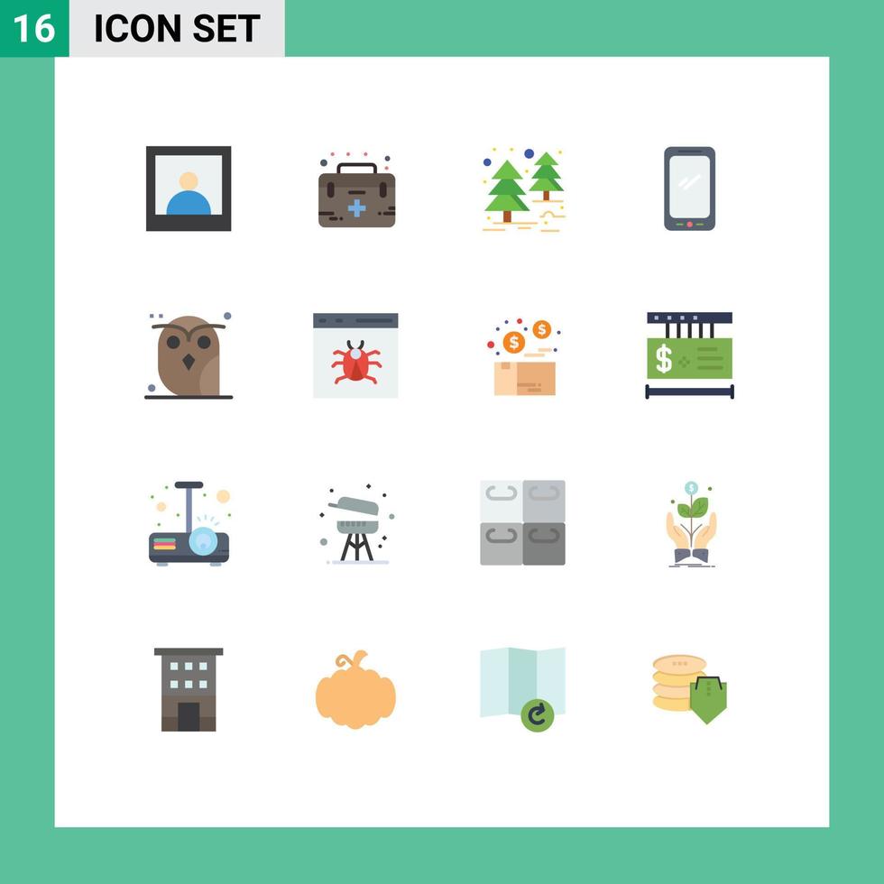 Flat Color Pack of 16 Universal Symbols of man tree case care smart phone Editable Pack of Creative Vector Design Elements