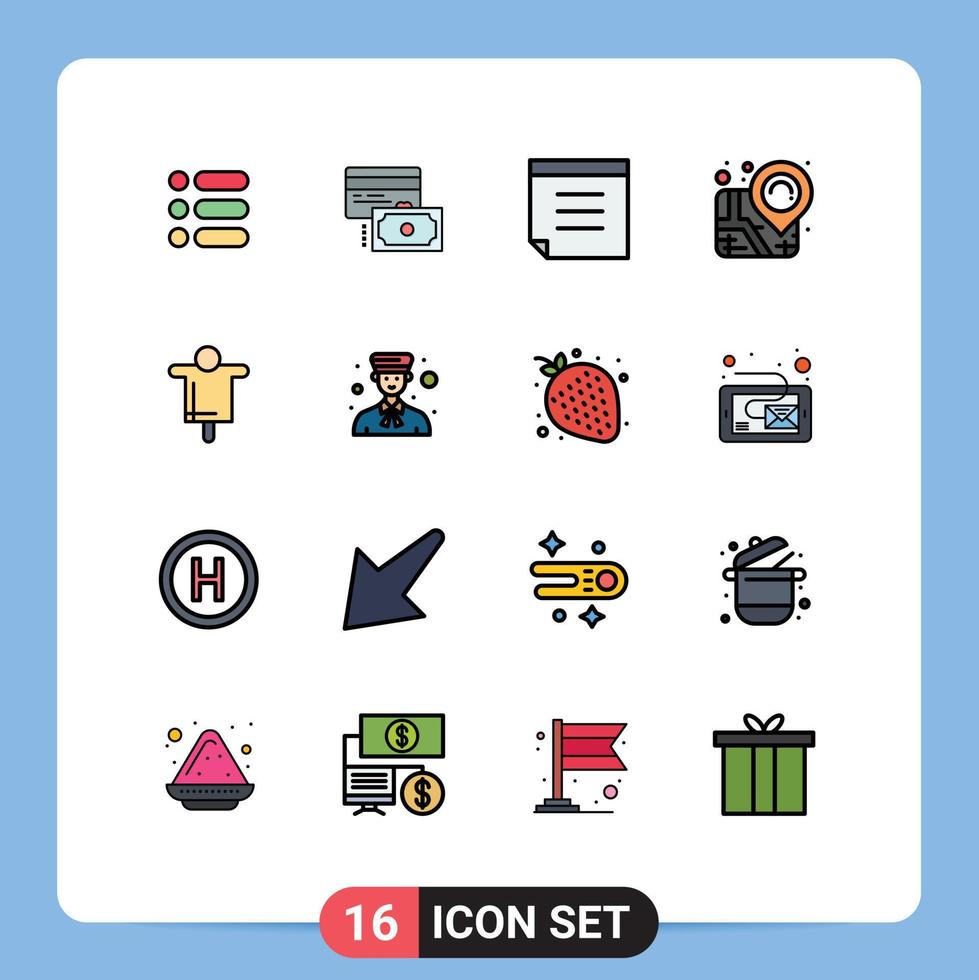 Set of 16 Modern UI Icons Symbols Signs for avatar farming note farm pin Editable Creative Vector Design Elements
