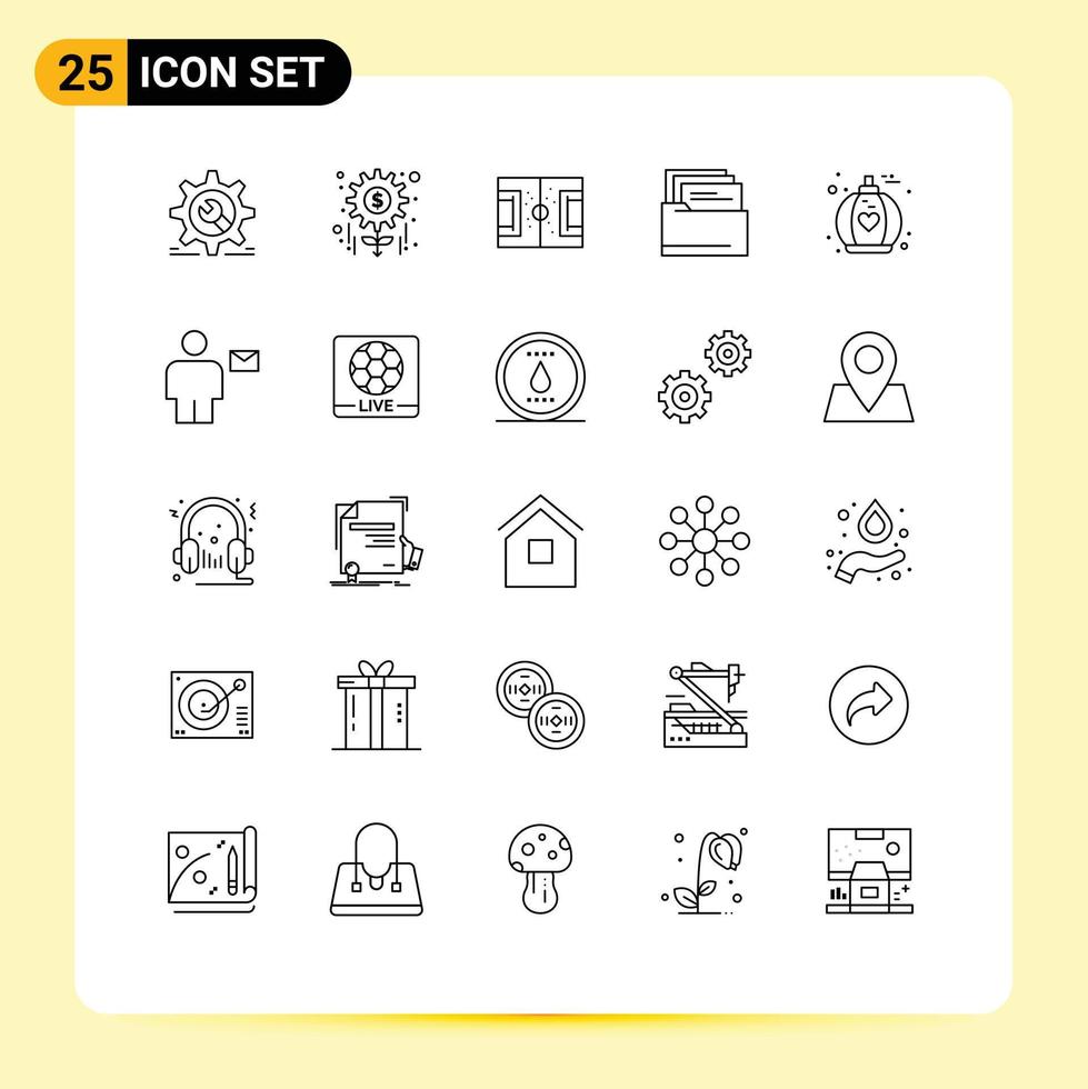 Set of 25 Commercial Lines pack for fragrance files tasks folder pitch Editable Vector Design Elements