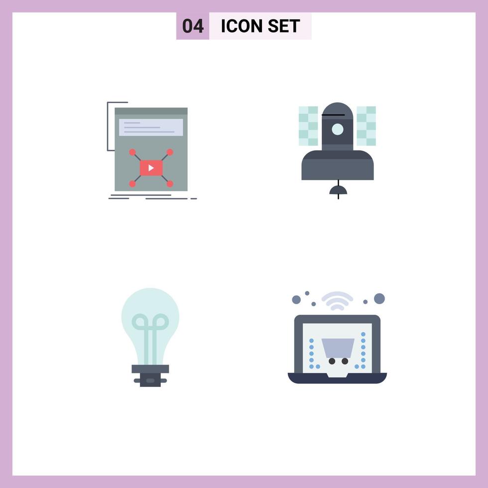 Pack of 4 Modern Flat Icons Signs and Symbols for Web Print Media such as marketing telecommunication web broadcast creative Editable Vector Design Elements