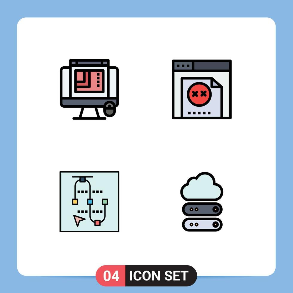 4 User Interface Filledline Flat Color Pack of modern Signs and Symbols of css design vector web layout website big Editable Vector Design Elements